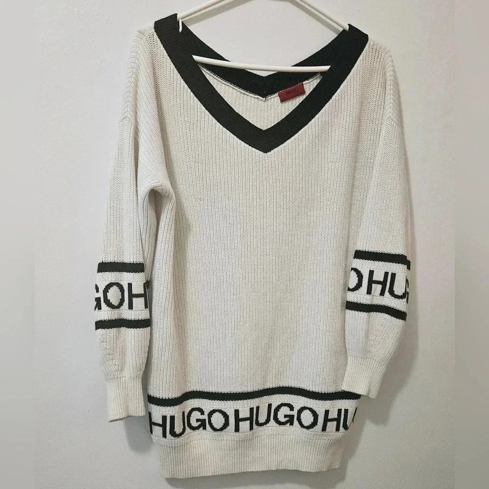 Hugo Boss Oversized Eggshell Cottage Wide Neckline Bishops Sleeve sz S